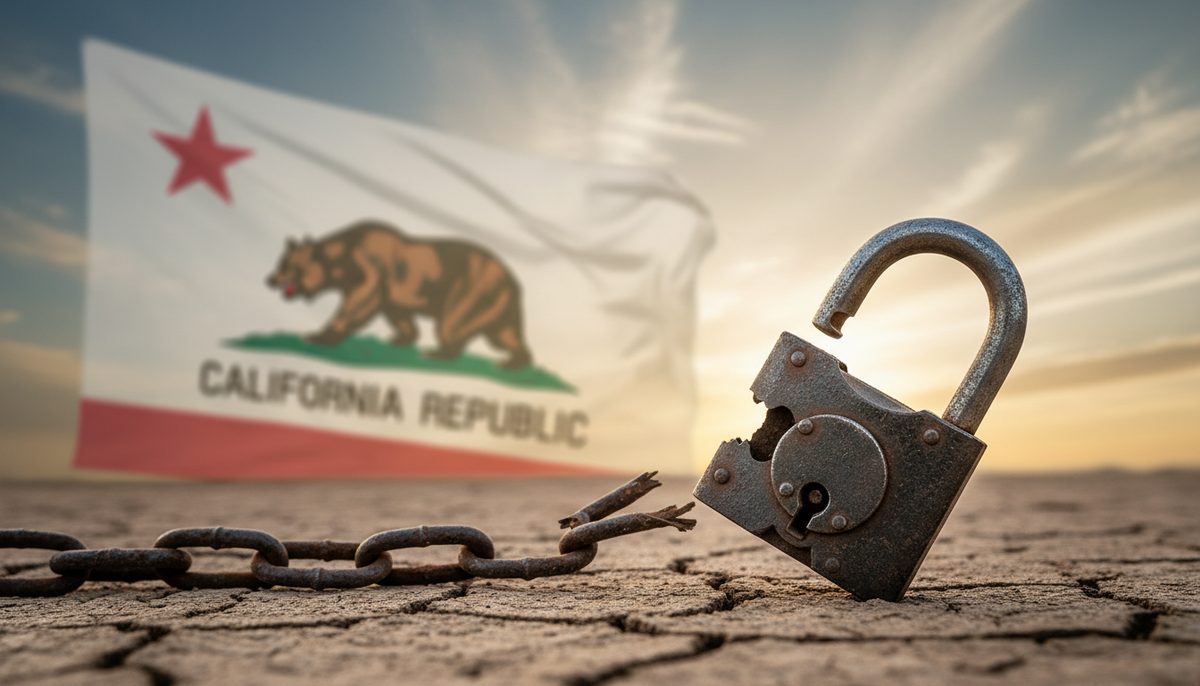 Symbolic image of a broken chain representing the end of child marriage in California.