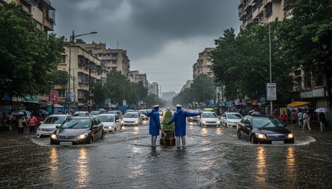 Heavy Rain and Stormy Winds Disrupt Mumbai Air Travel, Roads