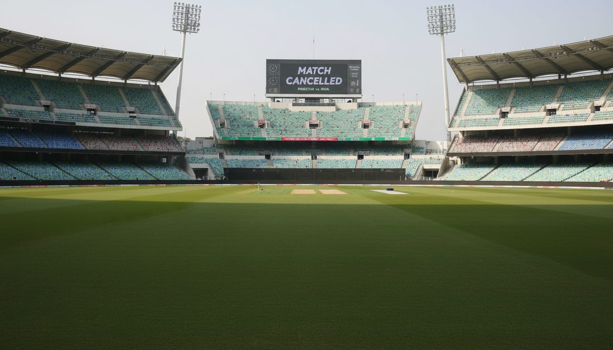 Empty cricket stadium after Pakistan team's withdrawal from World Championship of Legends 2026.